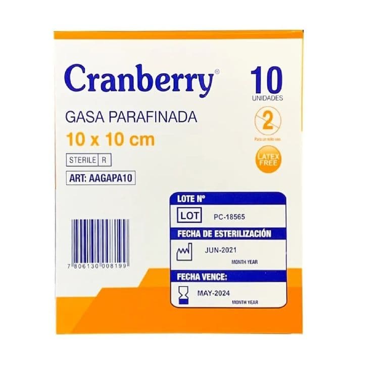 CRANB.GASA PARAFINADA 10X10CM.