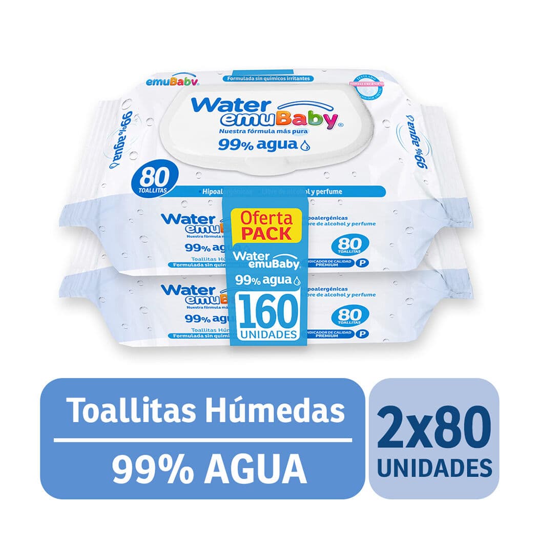 EMUBABY TOA HUMEDA 99% AGUA X 80 UND